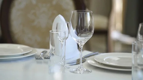 Close-up, vertical view of the table setting Stock Footage 106080288