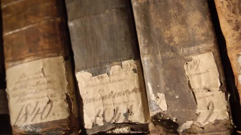 Close up of very old books. Stock Footage 251317564