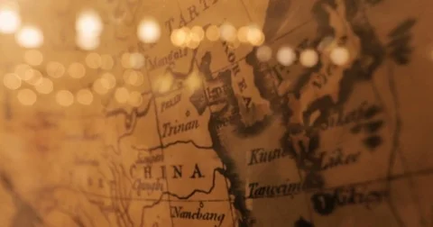 Close up of a very old map Stock Footage 80564539