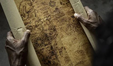 Close up of a very old map Stock Photos