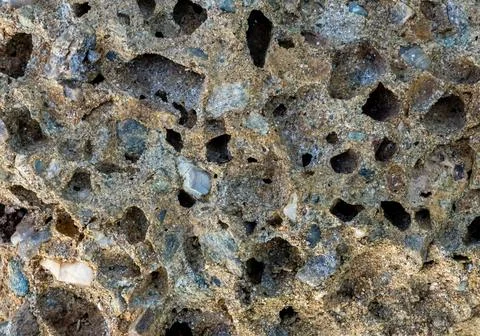 Close-up with vesicular basalt texture, a type of volcanic rock Stock Photos