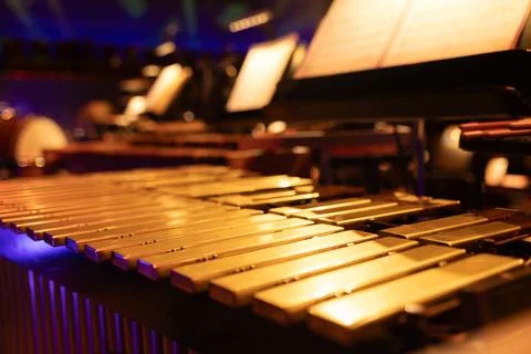Close-up of vibraphone keys with blurred background Orchestra Stock Photos