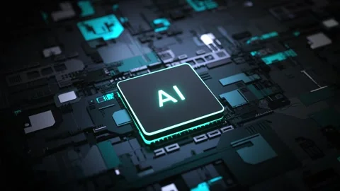 A close-up video of an AI chip processor integrated into a circuit board, w.. Stock Footage 278122911