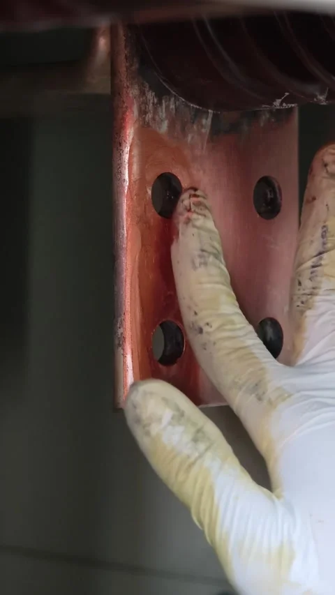 Close up video of applying conductive electrical joint compound on a copper. Stock Footage 339022269