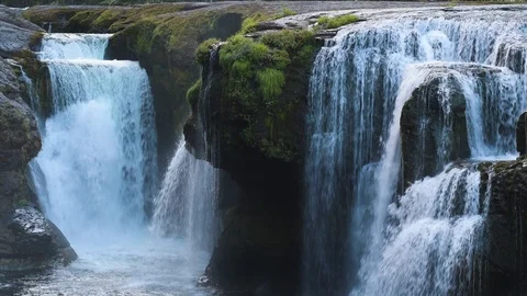 Close up Video of Beautiful Waterfall Cascade in the Forest, 4K 動画素材 123318816