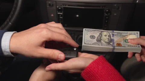 Close up video of counting and transferring money for the car. Business, Stock Footage 304578631