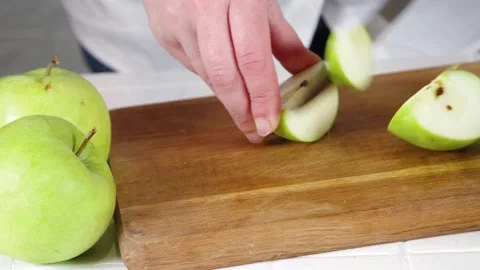 Close-up video of cutting apples Stock Footage 170434720
