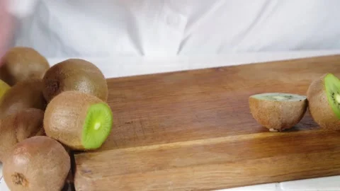 Close-up video of cutting kiwi Stock Footage 170434739