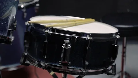 Close up video drive in to the snare drum on the black background. Stock Footage 103807127