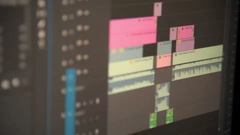 Close-up of a video editing software program Stock Footage