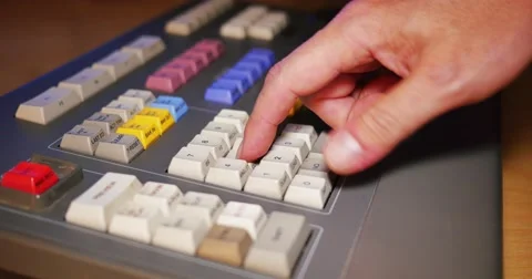 Close Up Video Editor Using Controller Stock Footage 64055015