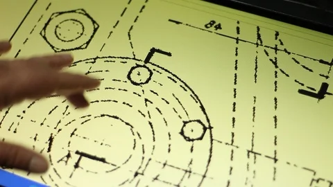 Close up video as engineer uses touchscreen display 스톡 동영상 100632556