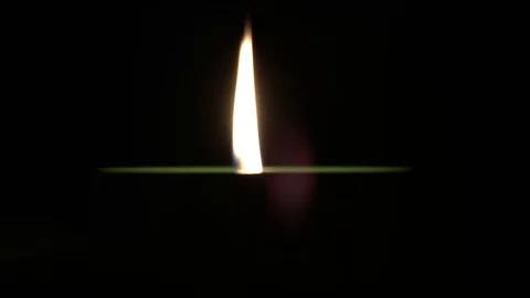 Close-up video of a flat candle flame burning in the darkness Stock Footage 88799490