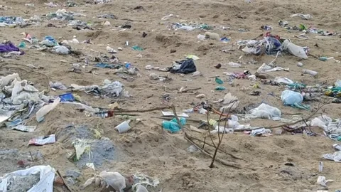 Close up video of garbage on empty land. Stock Footage 144054048