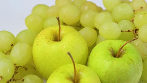 Close up video of green apple and grape Stock Footage 255736859