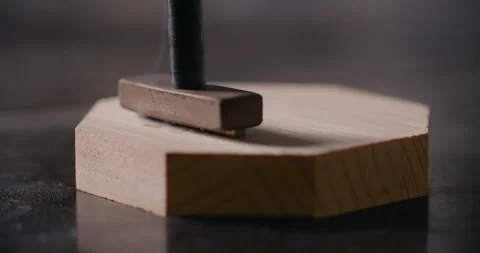 Close up video: hot stamp is placed with red-hot tool to the wooden product with Stock Footage 149521836