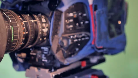 Close up of a video lens moving to settle in a straight position Stock Footage 88531296