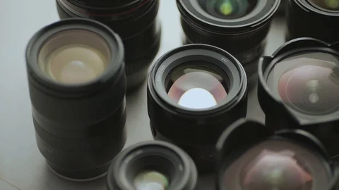Close up video of lens, tools of trade concept Video stock 128407187