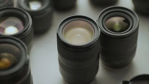 Close up video of lens, tools of trade concept Video stock 128407434