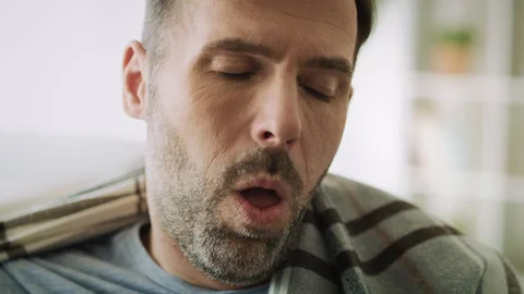 Close up video of man with a cold. Stock-Footage 128853325