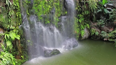 Close up video of man-made waterfall. Stock Footage 80186595