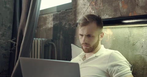 A close up video of a man working on the laptop. Stock Footage 135635671