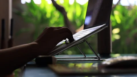Close up video of man's hands typing on laptop. Stock Footage 158355043