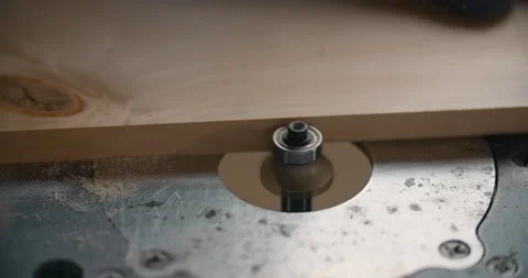 Close up video: milling cutter cuts the edge of the board, carpenter works on Stock Footage 149765748