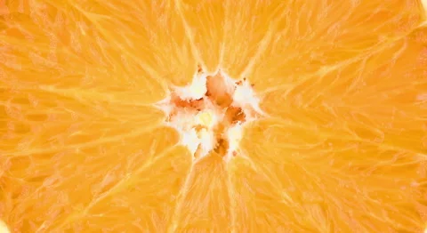 Close up video of orange fruit texture. Citrus food background. Top view on Stock Footage 274611298
