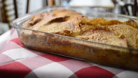 Close-up video pan of Timballo: layers of crepes, artichokes, meat, cheese,.. Vídeos de archivo 281979167