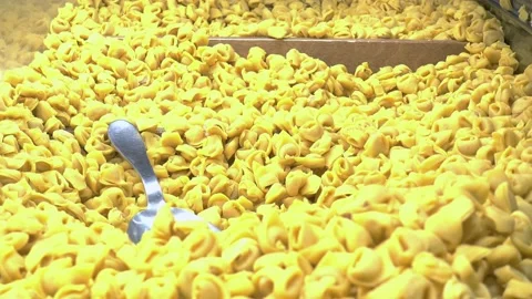Close-up video of a pile of handmade raw cappelletti 2 Stock-Footage 236409057