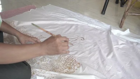 Close-up video of a process of making batik patterns (1) Stock Footage 146761303