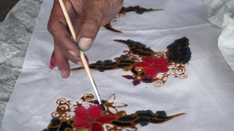 Close-up video of a process of making written batik (2) Stock Footage 141567132
