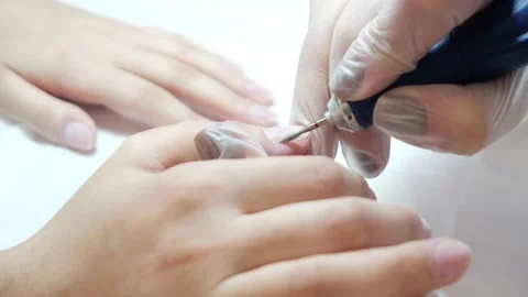 Close-up video of professional processing of nails and cuticles with a cutter Video stock 146629929