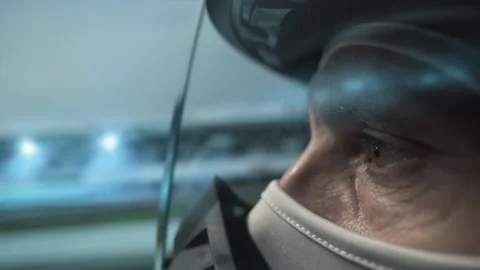 Close-up video of racing driver in motion. Video stock 313115131