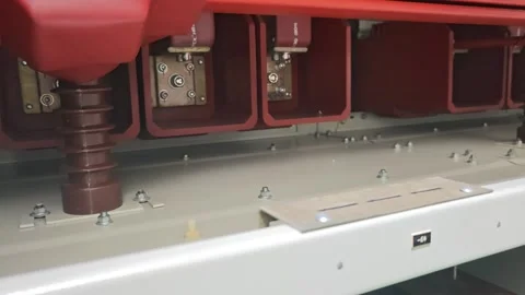 Close up video of red insulators and copper connections inside. Stock Footage 339022352