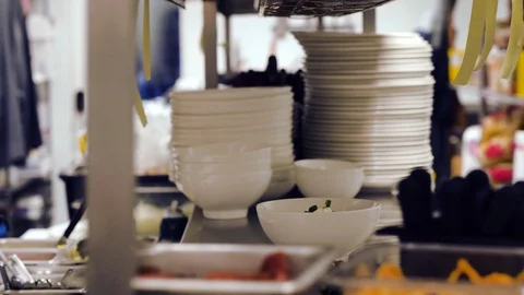 Close up video of restaurant kitchen stuff 스톡 동영상 128073074