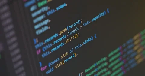Close up video of scrolling abstract TypeScript code Видео 337436244