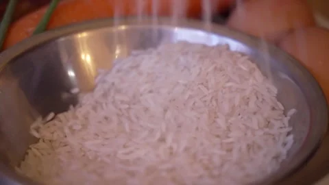 Close up video in slow motion of rice Stock-Footage 307916425