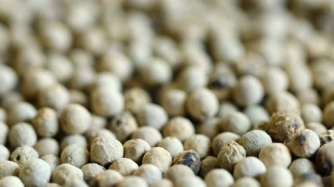 Close-up video of a slowly rotating white pepper Stock Footage 161716341