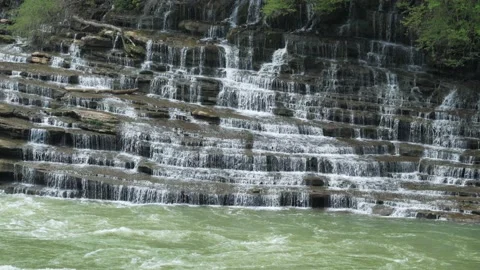 Close Up Video of Small Cascades Descending into Green River, 4K Stock Footage 189500924