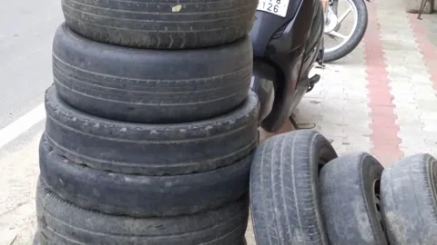 Close up video of tyre. Stock Footage 145673015