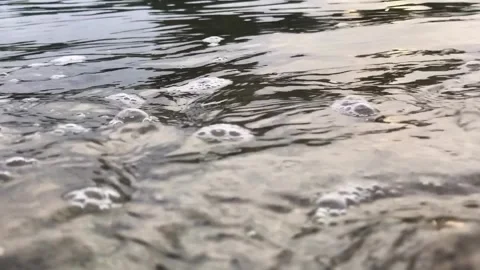 Close Up Video of Water Surface with Bubbles Stock Footage 333860465