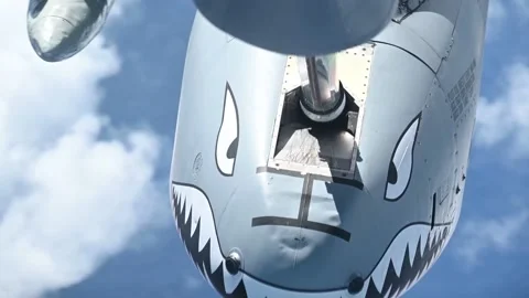 Close-up view A-10 Thunderbolt II aircraft air to air refuel Видео 227159973