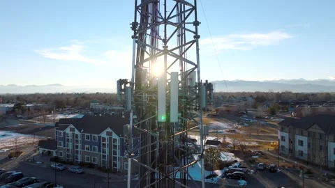 Close-Up View Of 5G Cell Tower Near Residential Neighborhood Stock Drone Footage 스톡 동영상 169310522