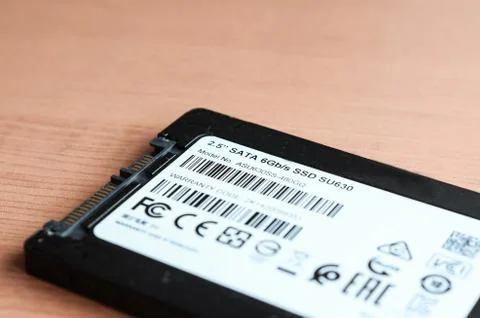 Close up view of a 6Gb/s ssd Adata. Stock Photos