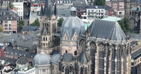 Close up view on the Aachen Cathedral, Germany. Stock Footage 283541247