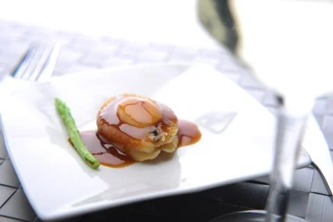 Close-up view of Abalone being served in a restaurant Stock Photos