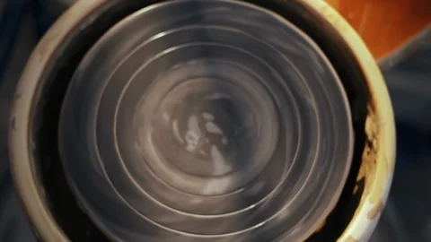 Close-up, View From Above, Pottery Circle Spinning in Blur Stock Footage 125640110