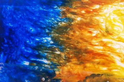 Close up view of abstract blue and orange color pattern creating artistic Stock Photos